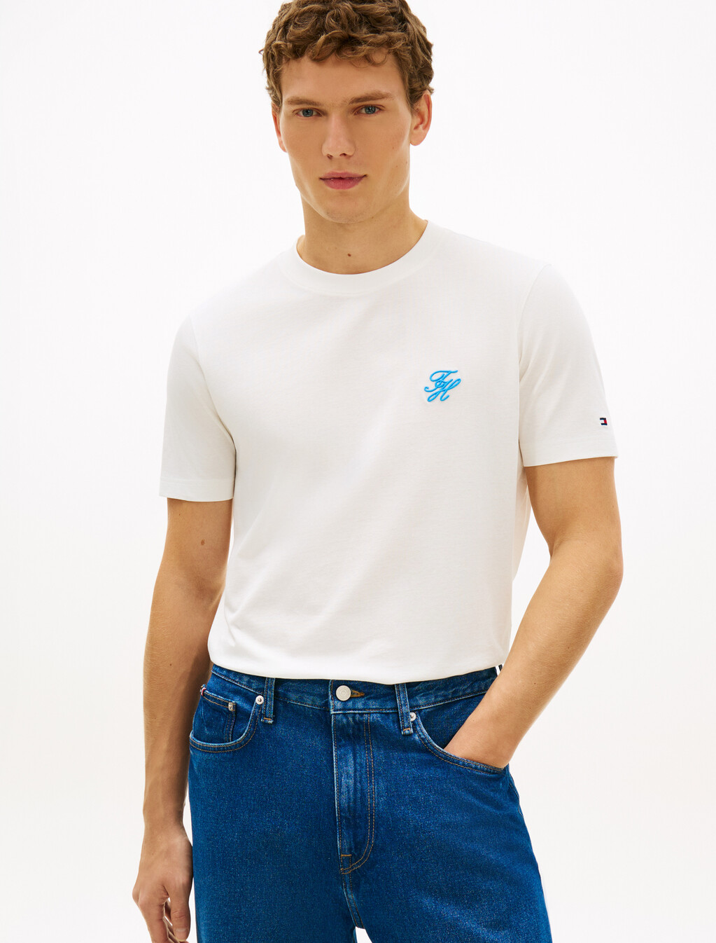 Logo Embroidery Jersey T-Shirt, Ecru, hi-res