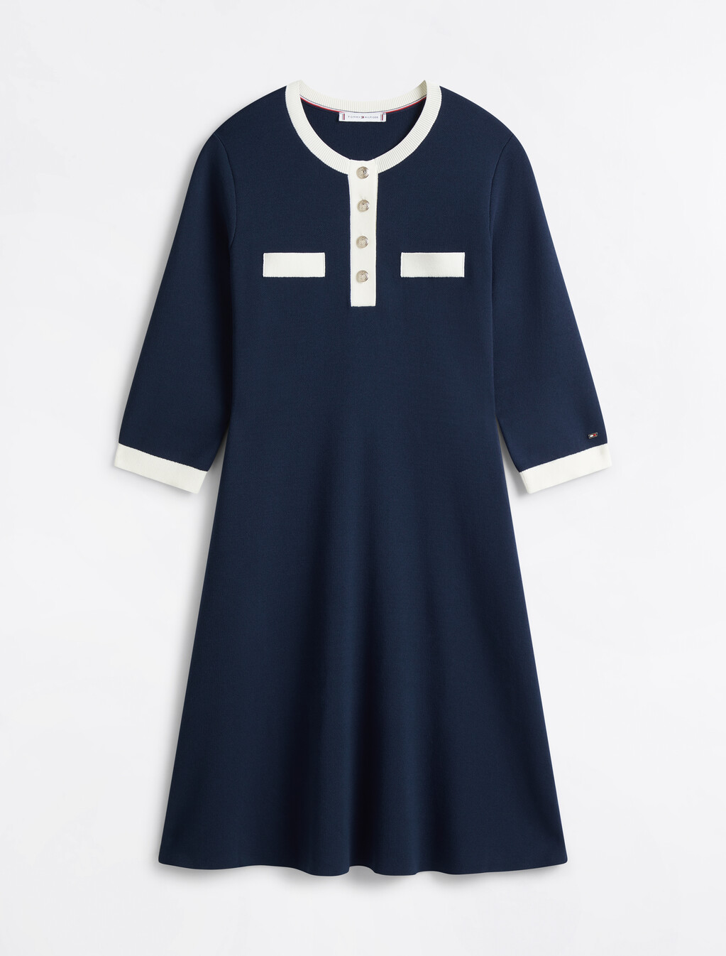 Henley Fit & Flare Dress, Dark Night Navy, hi-res