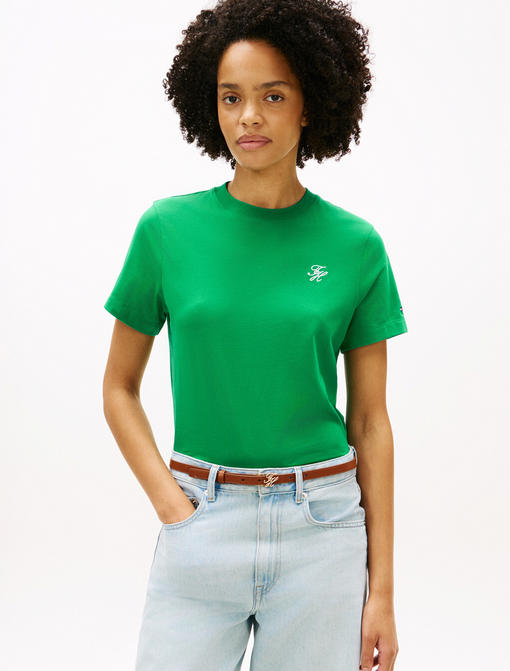 Logo Embroidery Jersey Crew Neck T-Shirt, Courtside Green, hi-res