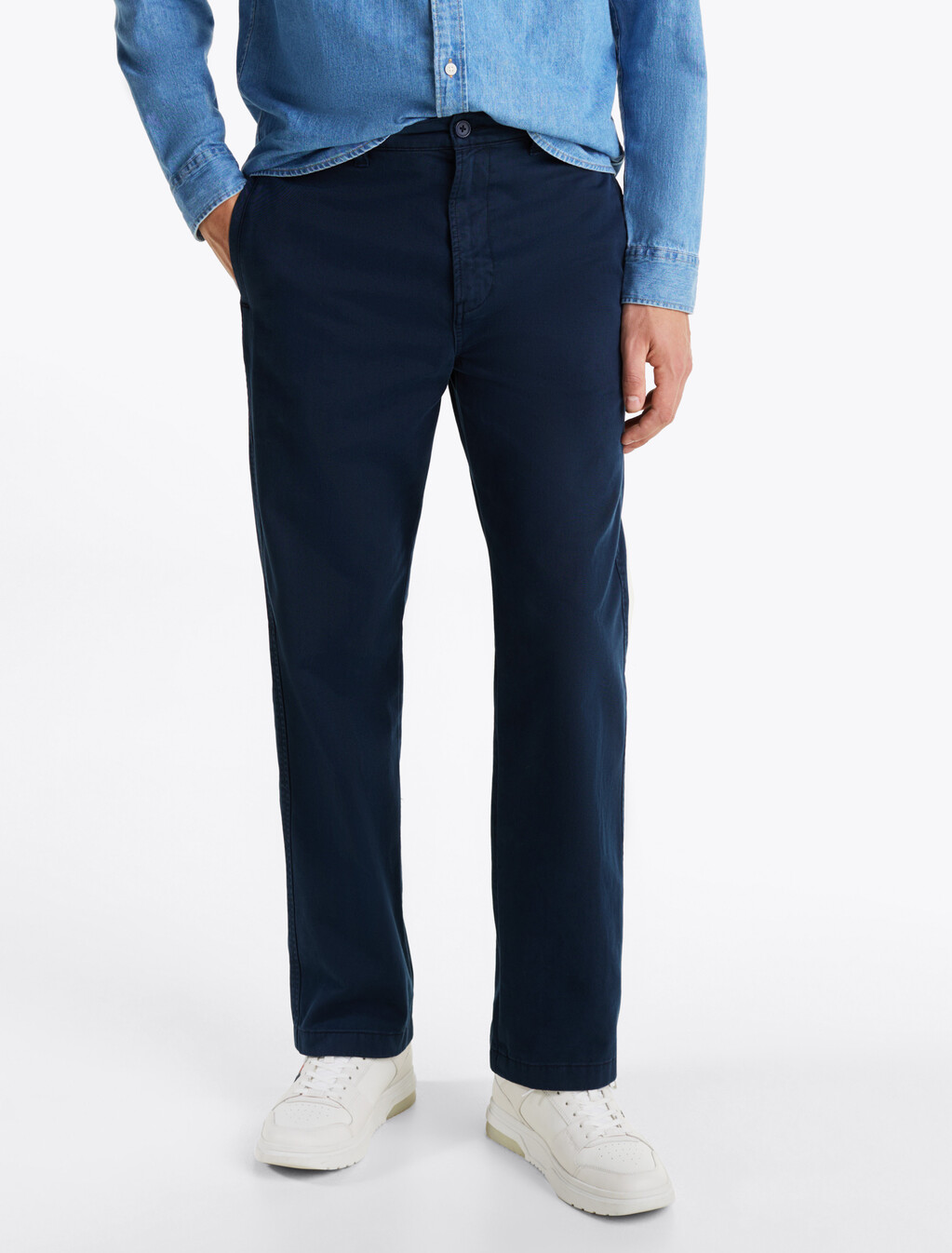 Cotton Twill Straight Leg Chinos, Dark Night Navy, hi-res