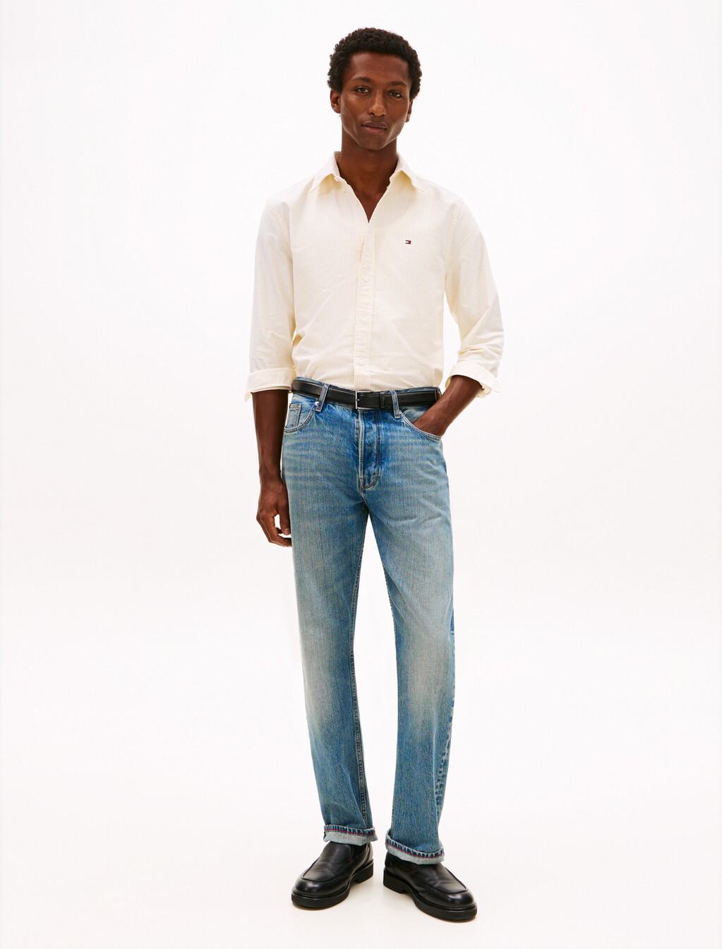 Asia Fit Heritage Stripe Oxford Shirt, Morningside Yellow / Optic White, hi-res