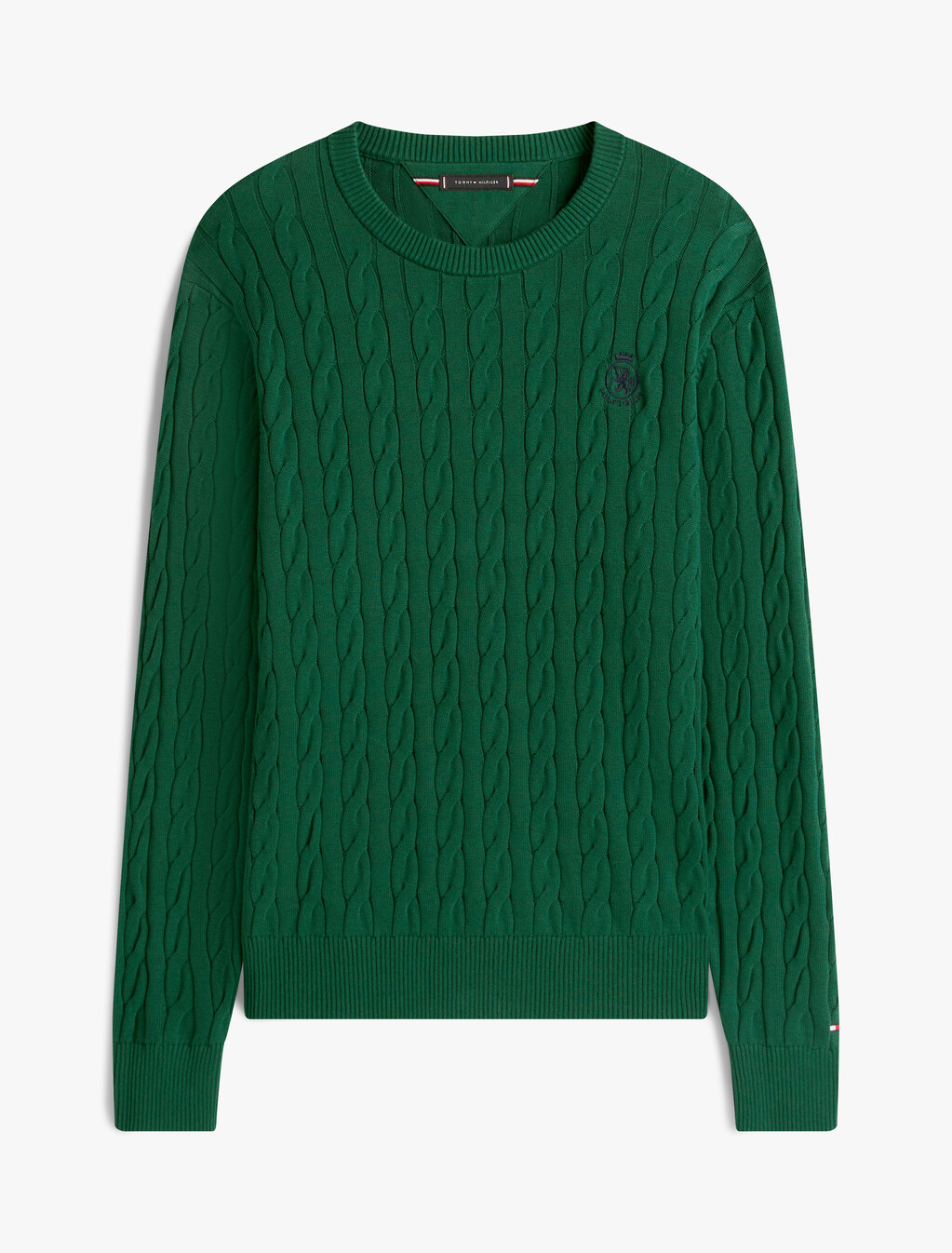 Cable Knit Crest Sweater, Ornamental Green, hi-res