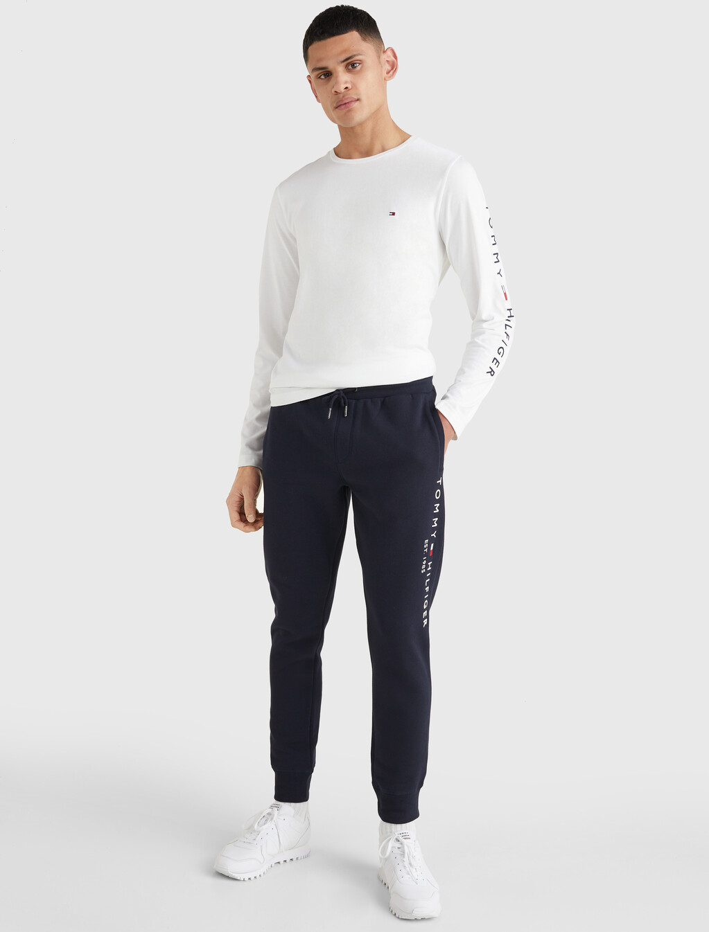 Organic Jersey Logo Long Sleeve T-Shirt, White, hi-res
