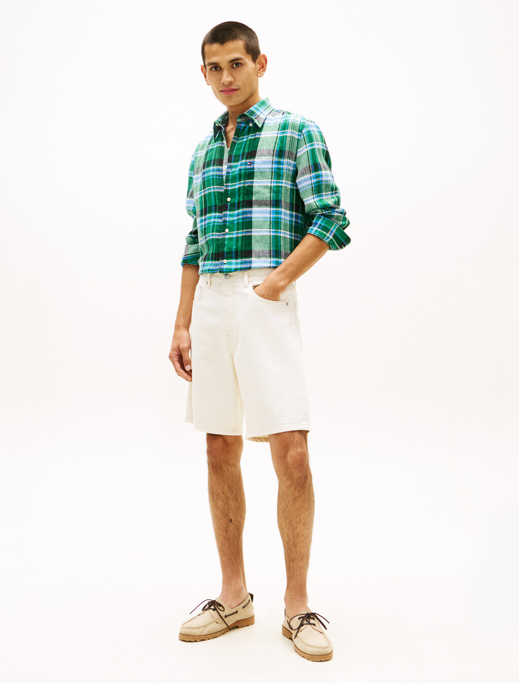 Regular Fit Madras Check Pure Linen Shirt, Nouveau Green / Check, hi-res
