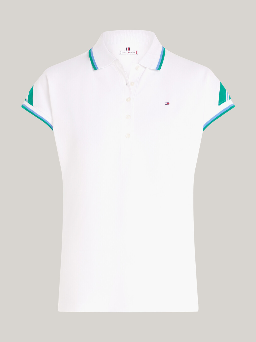 Regular Fit Cap Sleeve Polo, Th Optic White, hi-res