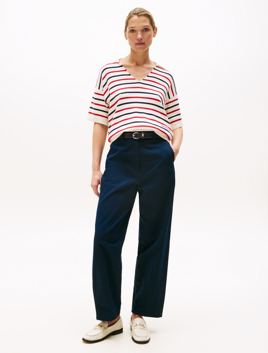 Stripe Short Sleeve Polo Jumper