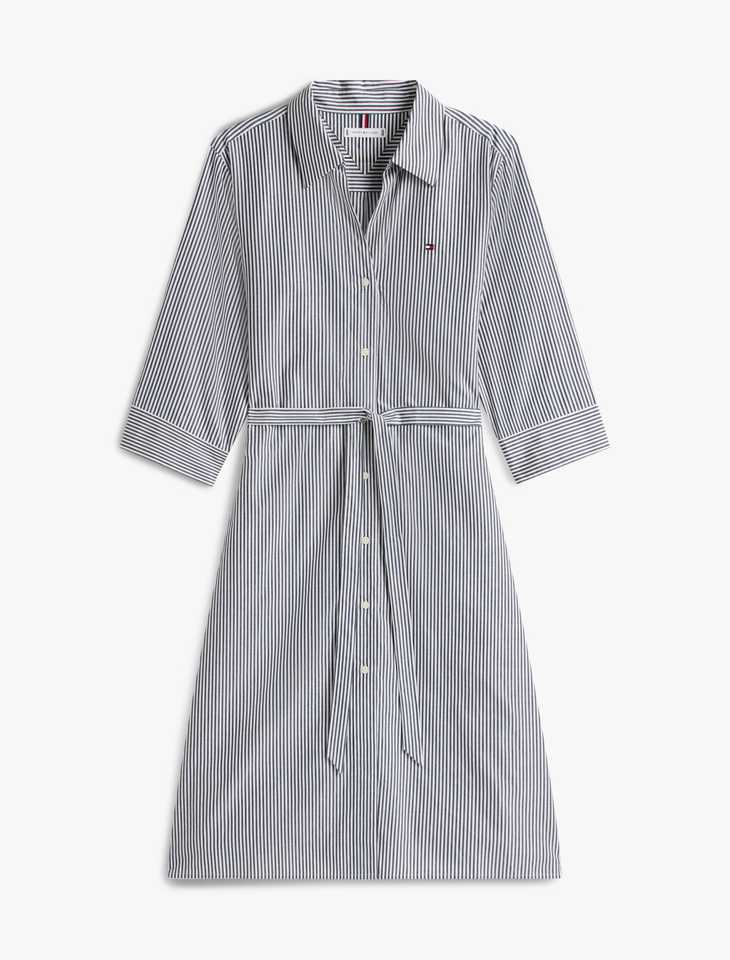 Asia Fit 3/4 Sleeve Shirt Dress, Classic Ithaca/ Dark Night Navy, hi-res