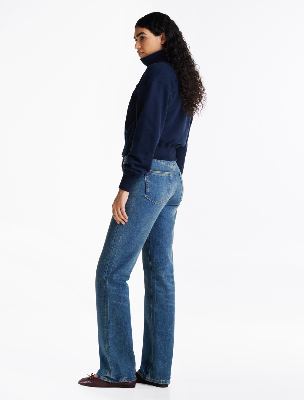 Polo Collar Terry Sweatshirt, Dark Night Navy, hi-res