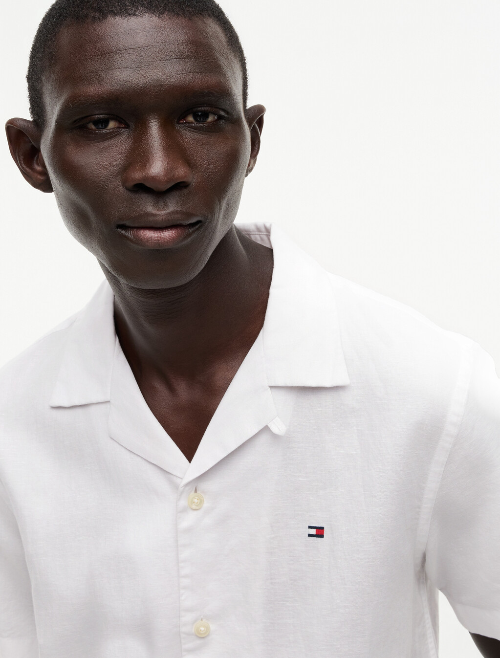 Regular Fit Linen Blend Short Sleeve Shirt, White, hi-res