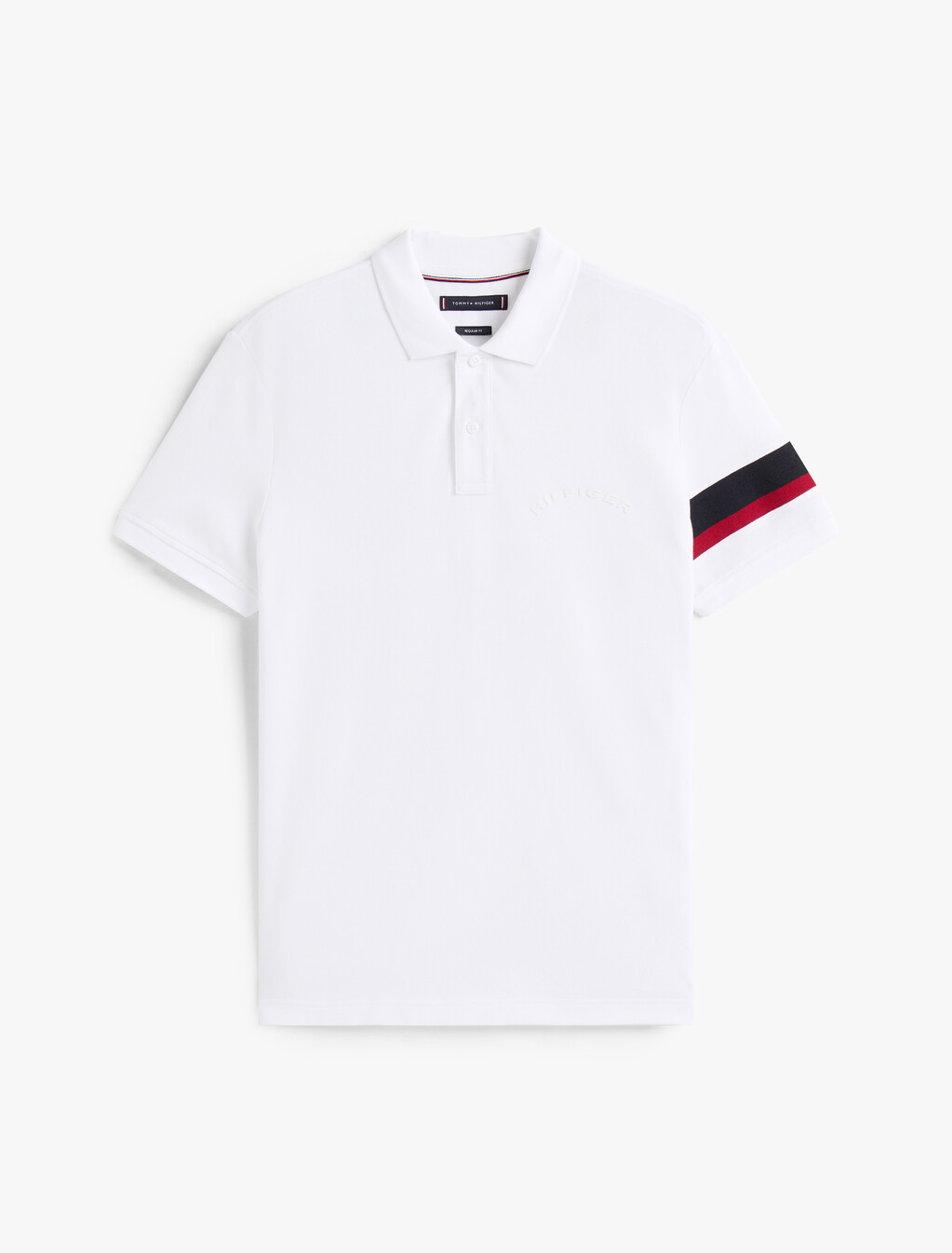 Color Tape Sleeve Polo, White, hi-res