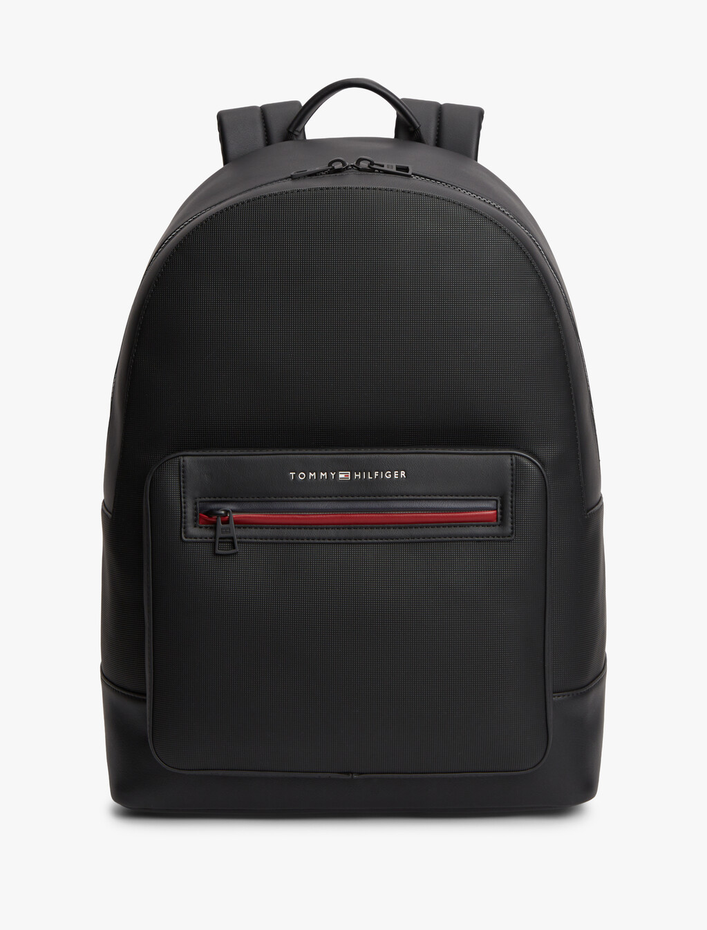 Metal Logo Textured Dome Backpack, Black, hi-res