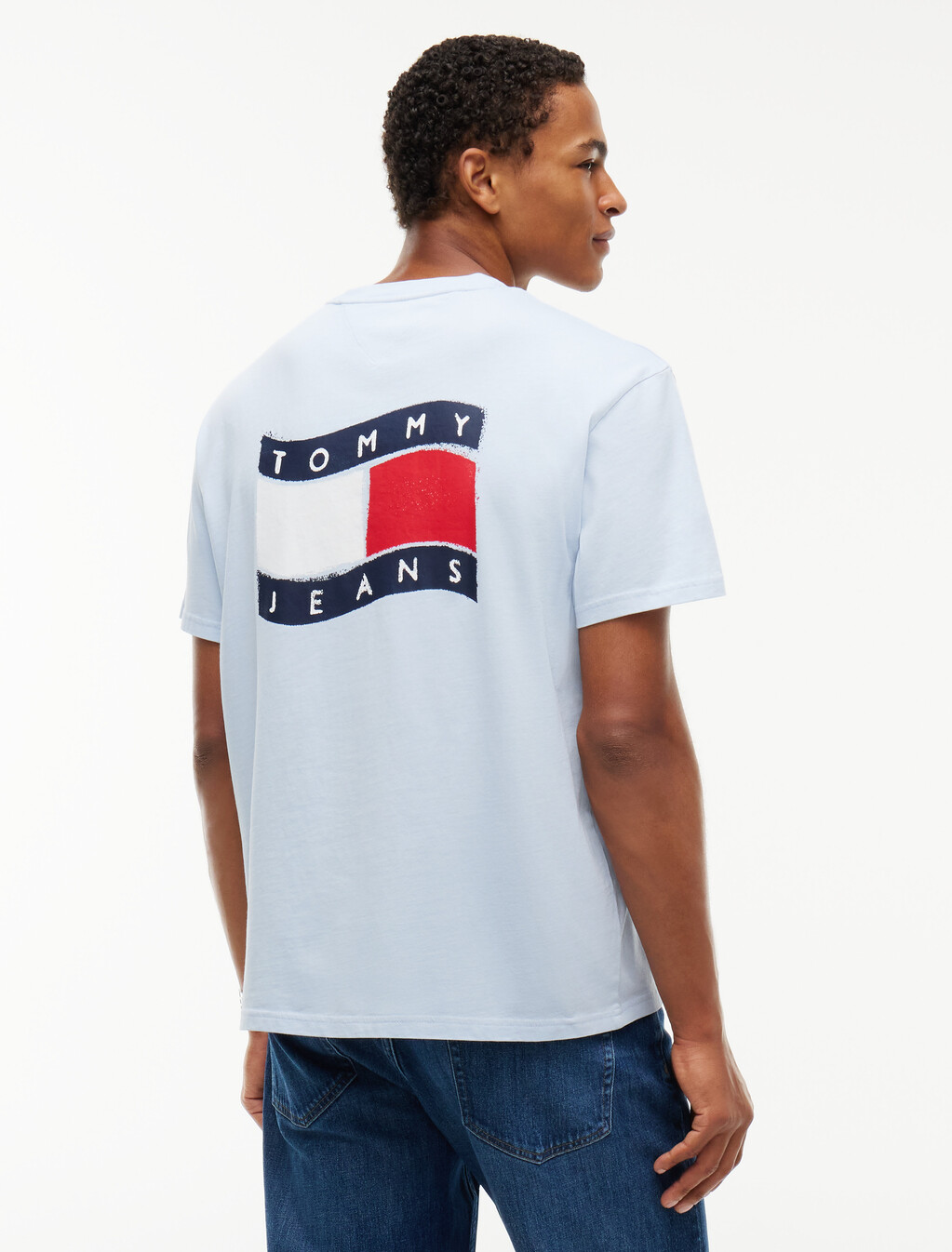 Wavy Flag Back Logo Relaxed T-Shirt, Sky Blue, hi-res