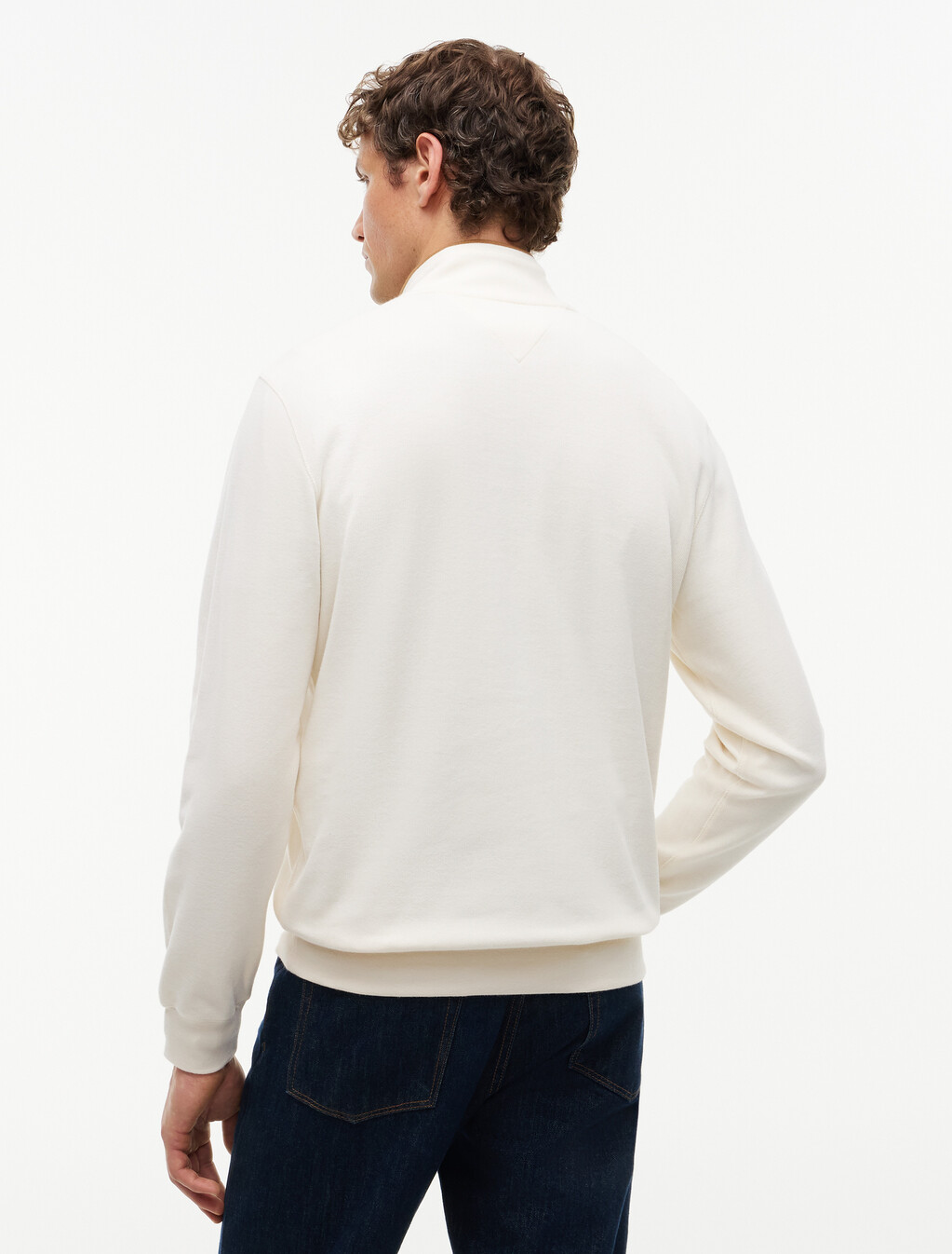 French Rib Knit 1/4 Zip Sweater, Ivory Petal, hi-res