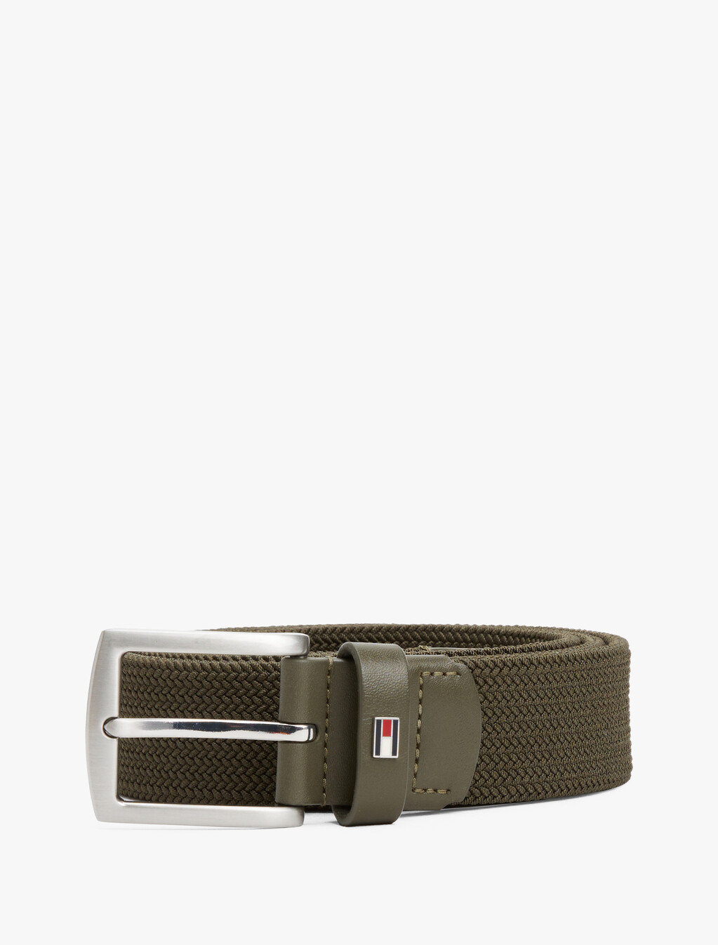 Square Buckle Textured Belt, Army Green, hi-res
