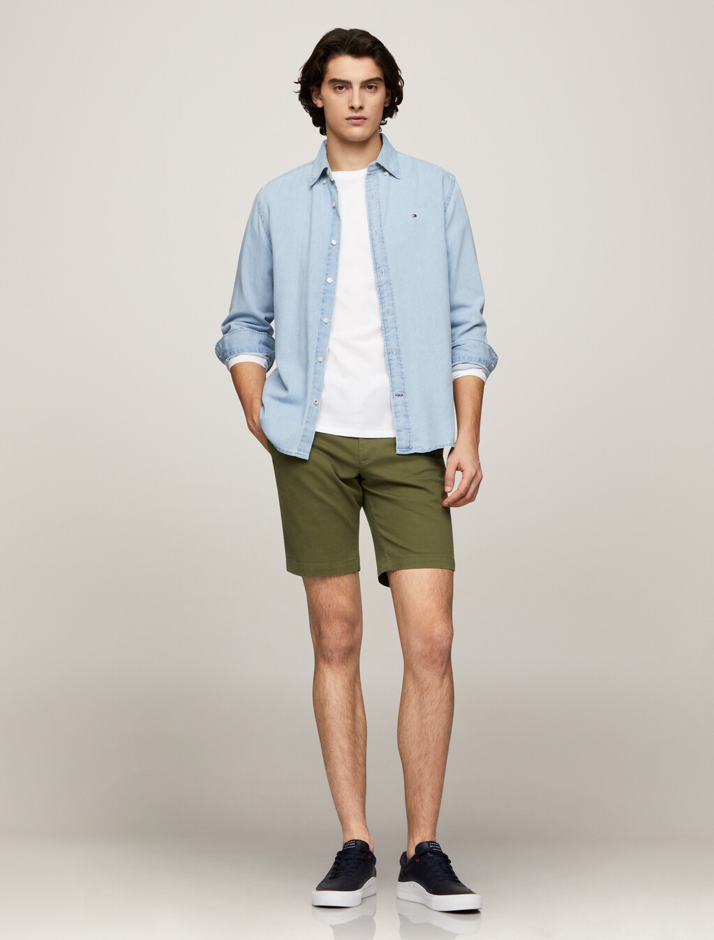 Essential Brooklyn Organic Cotton Twill Shorts With Belt, Utility Olive, hi-res