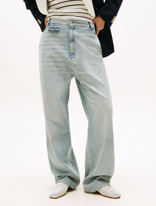The Runway Collection Oversized Utility Jeans, Light Blue Denim The Runway Collection Oversized Utility Jeans
