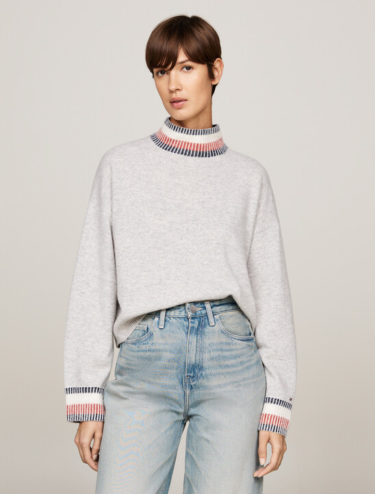 Mock Turtleneck Jumper With Cashmere