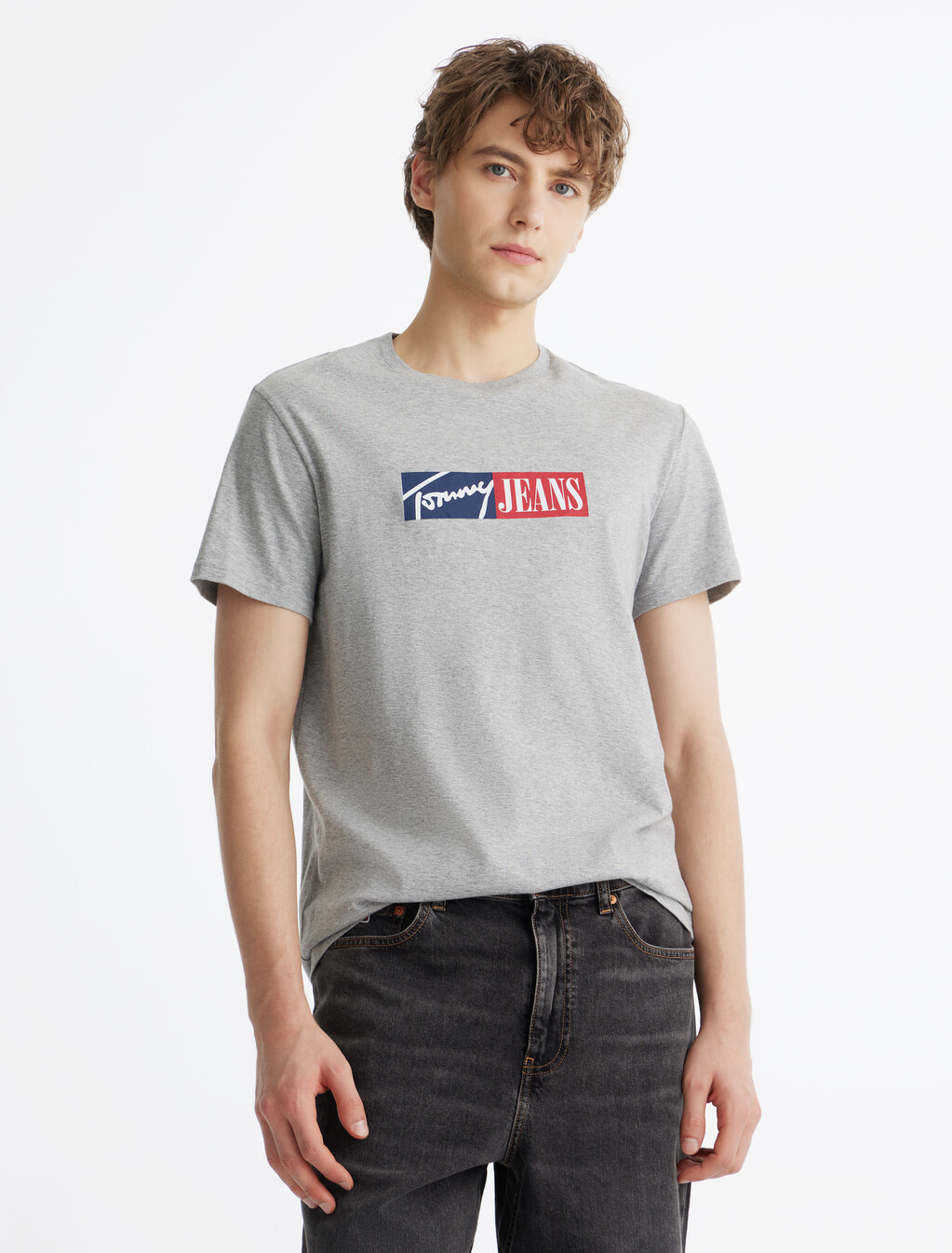Signature Logo Slim T-Shirt, Grey Htr, hi-res