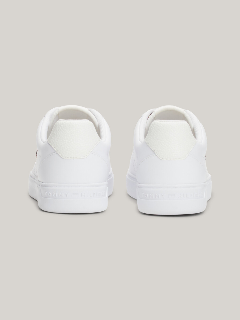 Essential Elevated Leather Court Trainers, White, hi-res