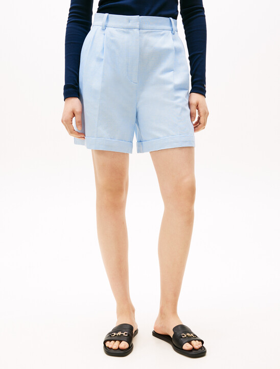 Linen Mix Pleated Shorts
