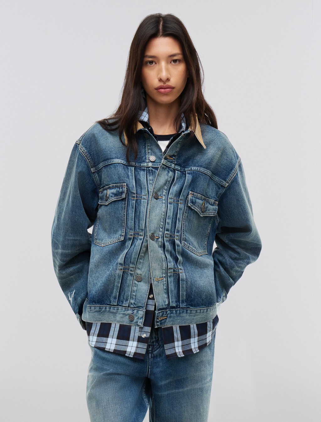 Denim Trucker Jacket, Mid Wash Denim, hi-res