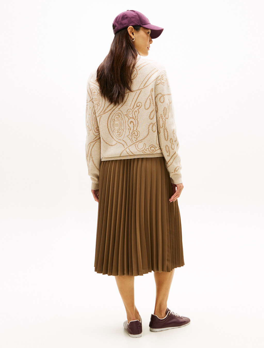 Logo Jacquard Cashmere Crewneck Sweater, Classic Beige Htr, hi-res