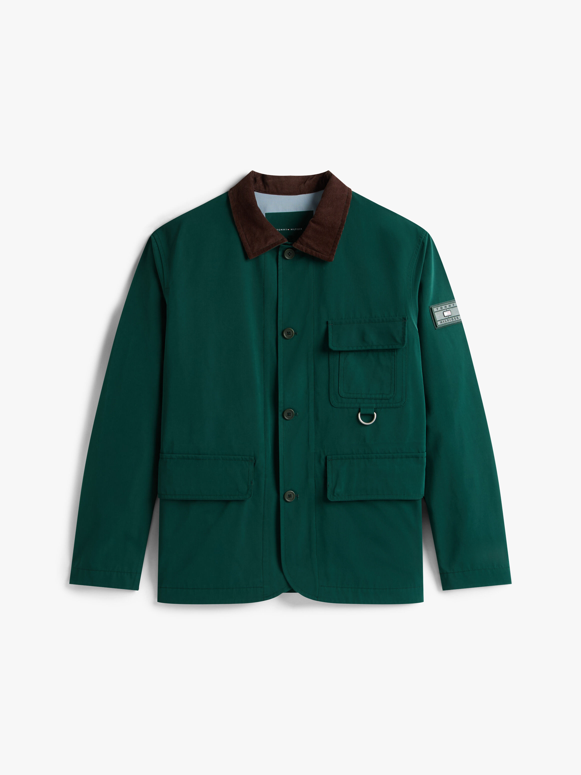 Corduroy Collar Water Resistant Windproof Jacket | green | Tommy