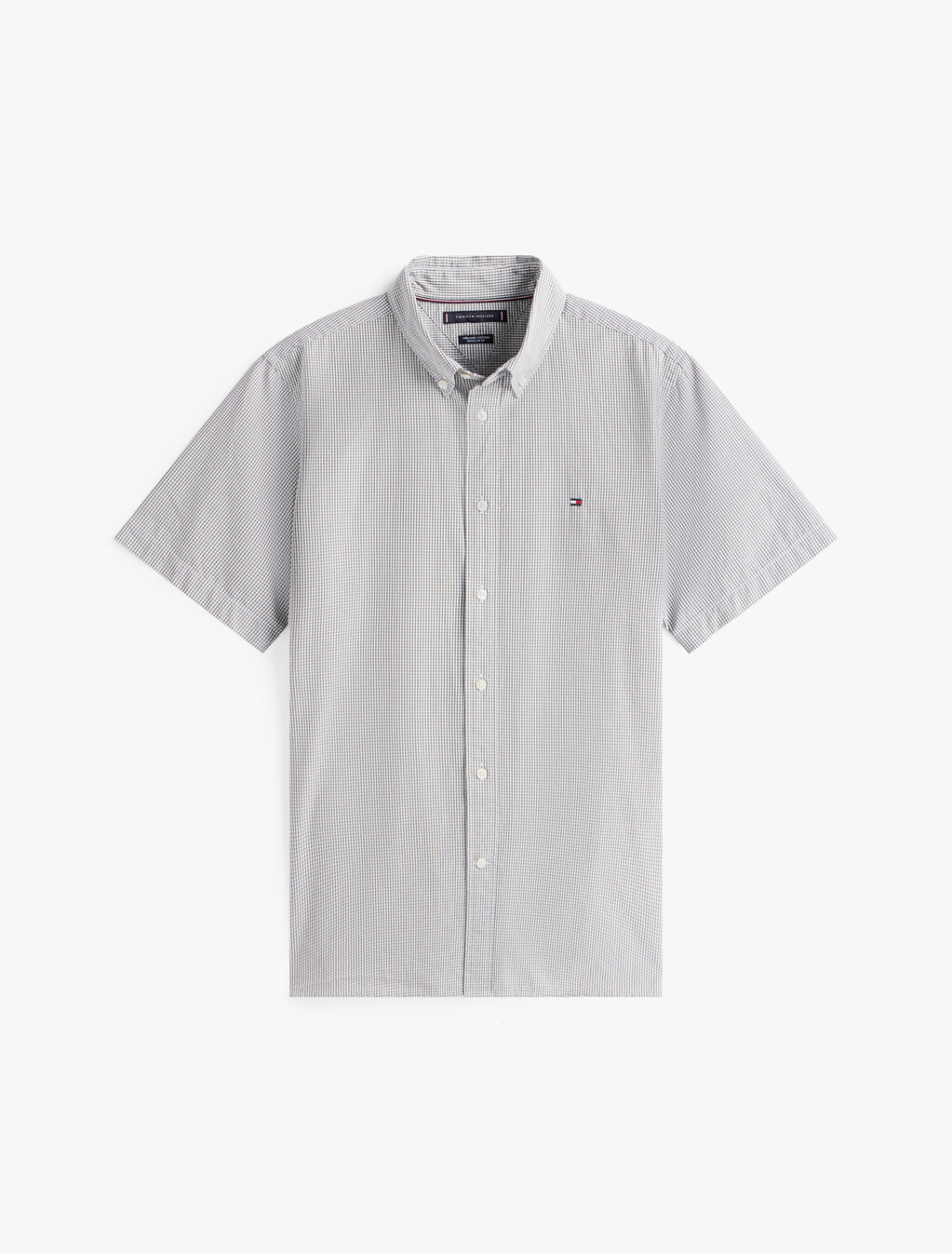 Poplin Mini Check Short Sleeve Shirt, Battle Green  / Check, hi-res