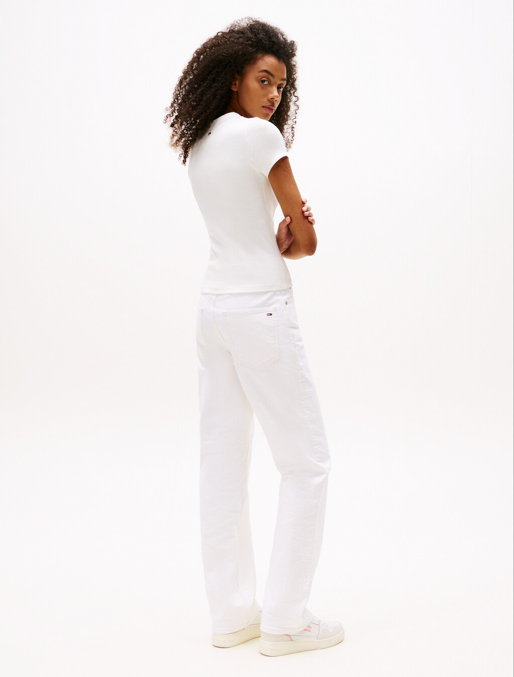 Script Logo Rib Knit T-Shirt, Ecru, hi-res