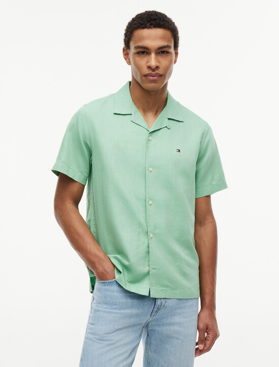 Regular Fit Linen Blend Short Sleeve Shirt