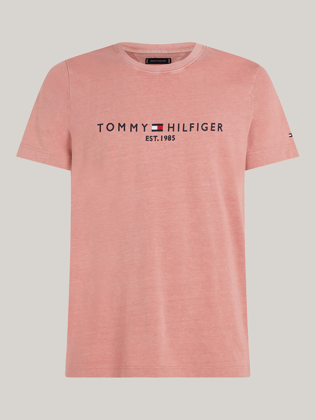 成衣染色 Tommy 標誌 T 恤, Teaberry Blossom, hi-res