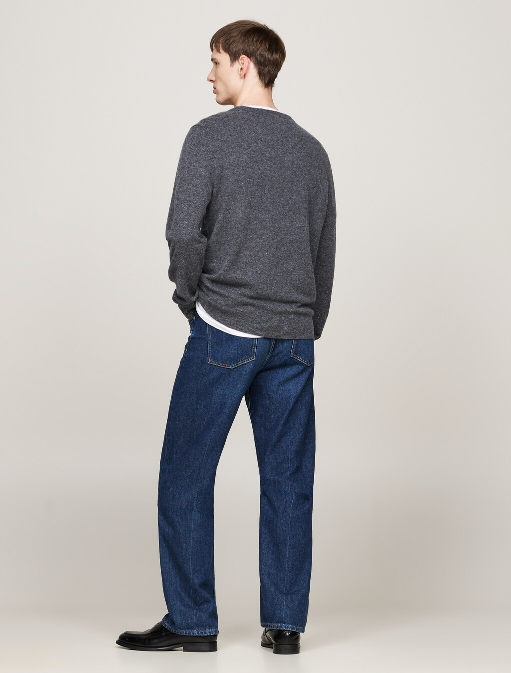 Smart Casual Cashmere Jumper, Grey Donegal, hi-res