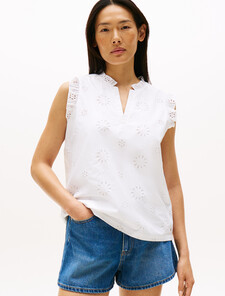 Broderie Anglaise Tank Top, Th Optic White, hi-res