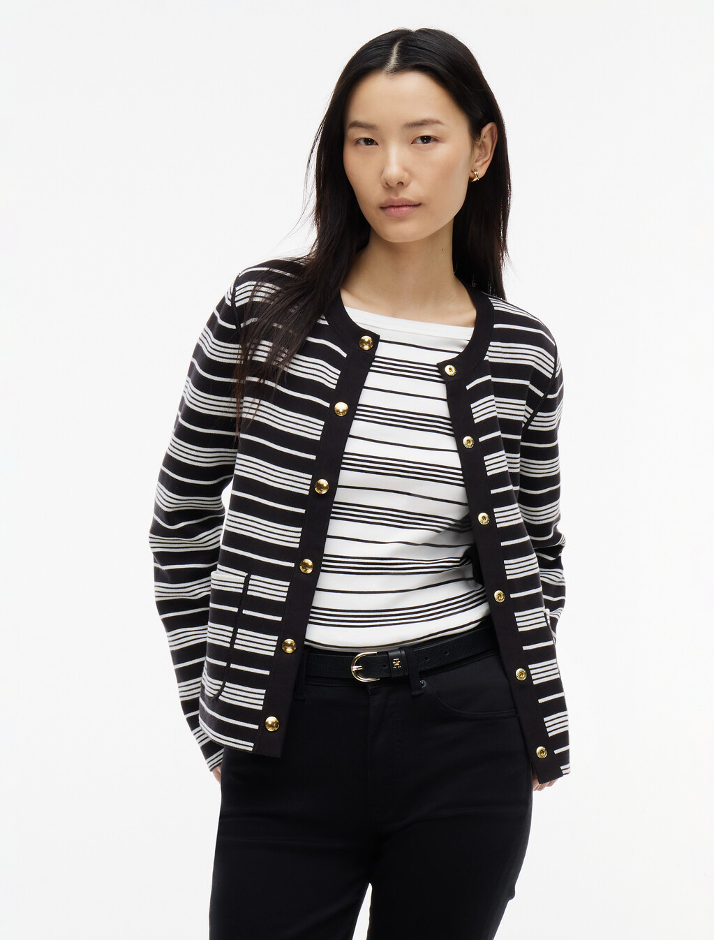 Reversible Cardigan, Black / Mid Grey Heather, hi-res