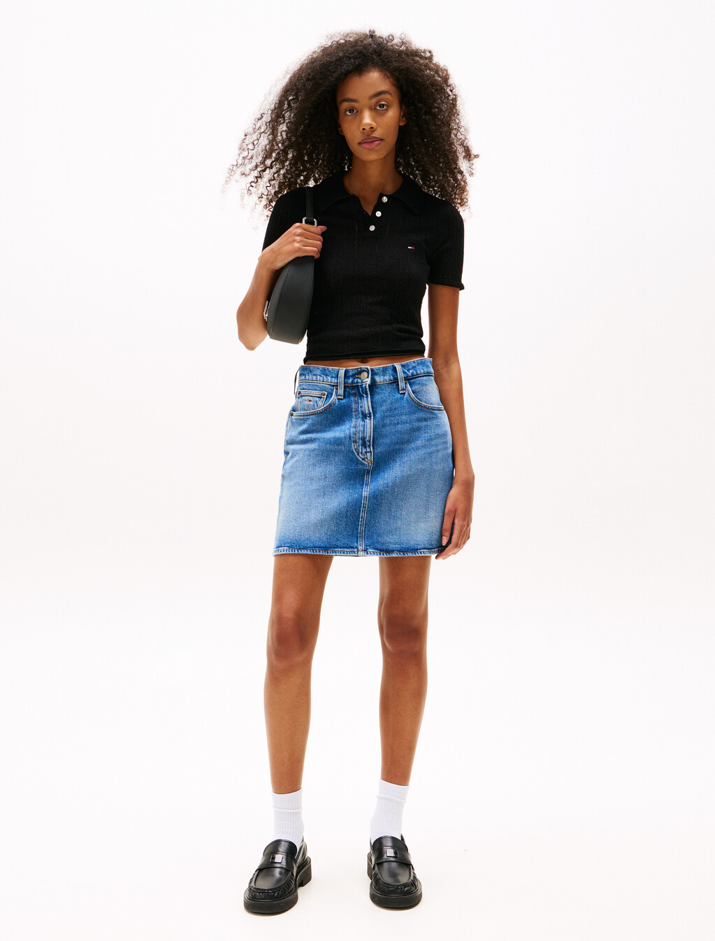 Pointelle Viscose Baby Fit Polo, Black, hi-res