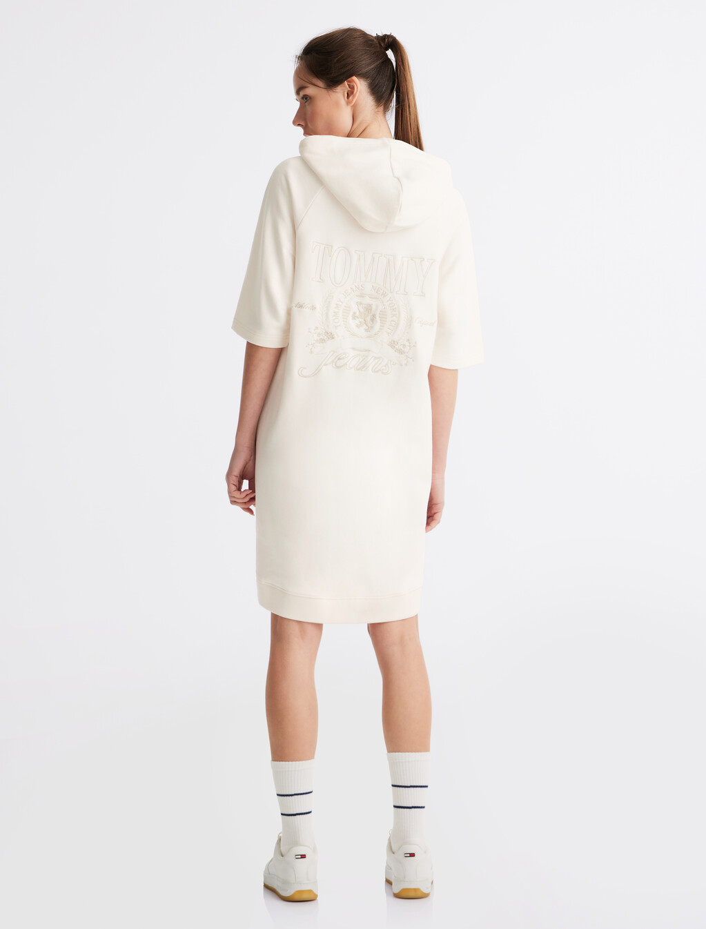 Crest Hoodie Dress, Ancient White, hi-res