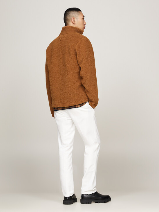 Textured Teddy Fleece Zip-Thru Sweatshirt