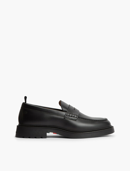 Leather Textured Penny Loafers