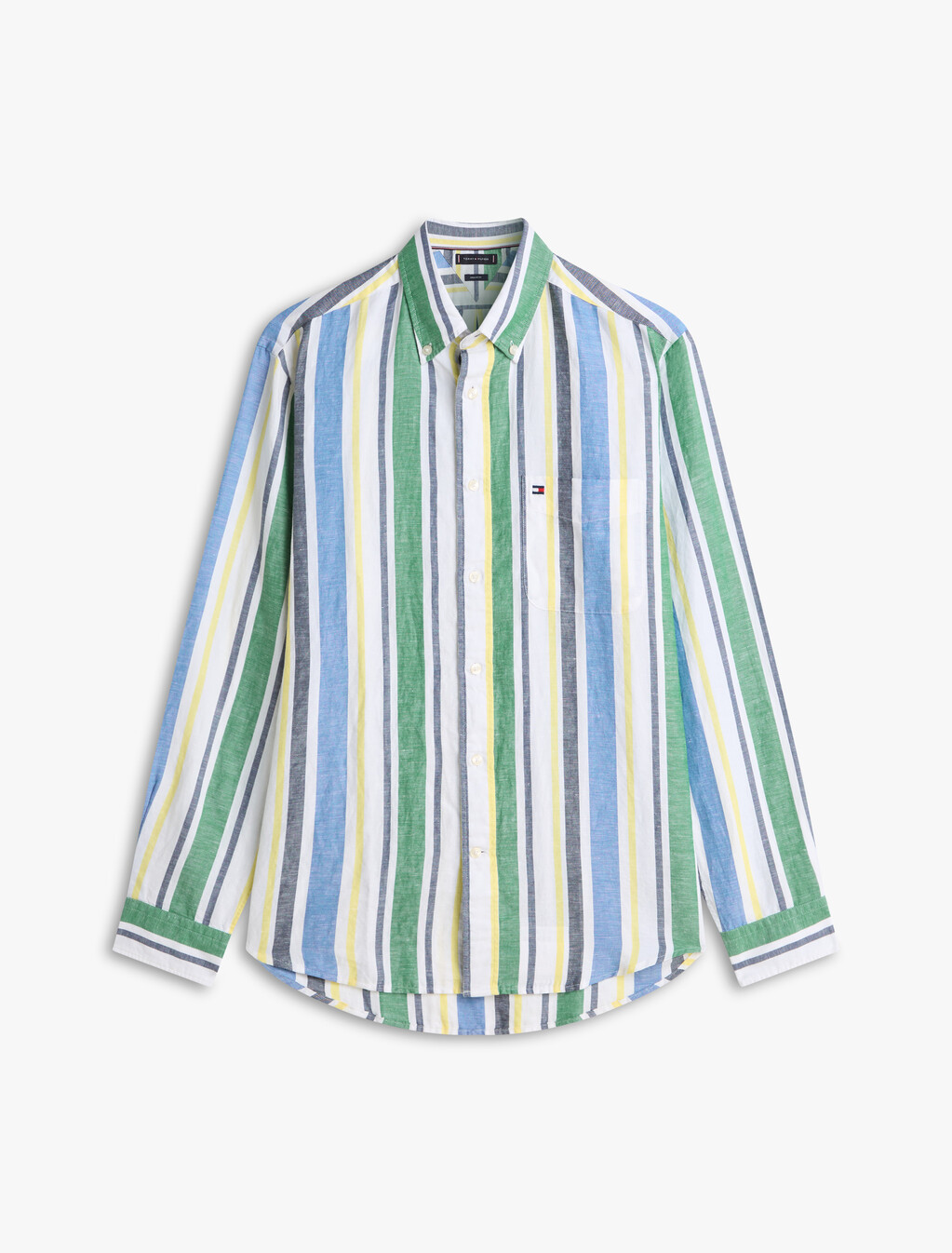 Regular Fit Stripe Linen Blend Shirt, Nouveau Green / Stripe, hi-res