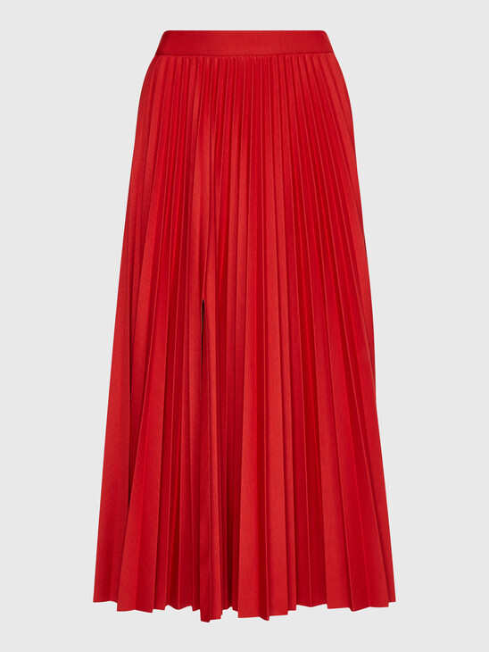 EXCLUSIVE JERSEY PLEATED FLARE MIDI SKIRT
