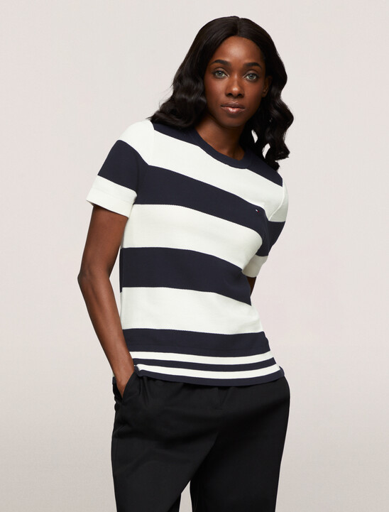 Rugby Stripe Short Sleeve Sweater