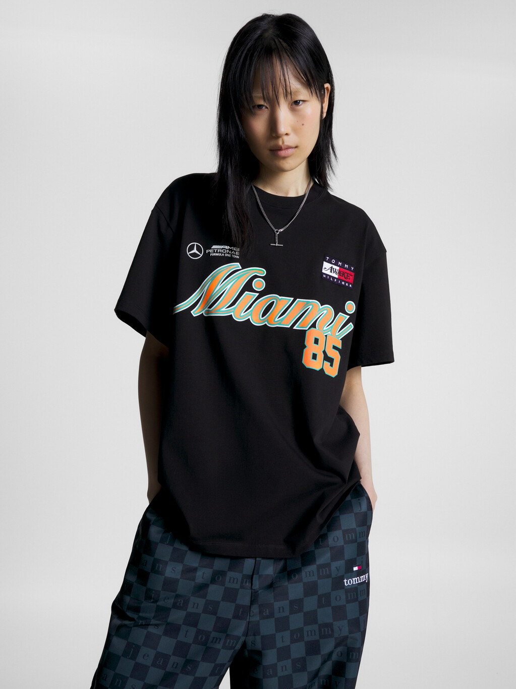 TOMMY X MERCEDES-AMG F1 X AWAKE NY BACK LOGO T-SHIRT, Black, hi-res