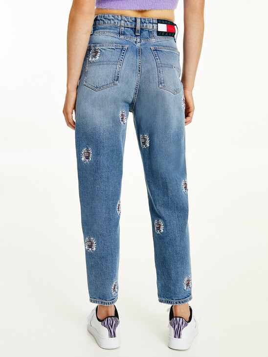 Mom Ultra High Rise Tapered Logo Embroidery Jeans