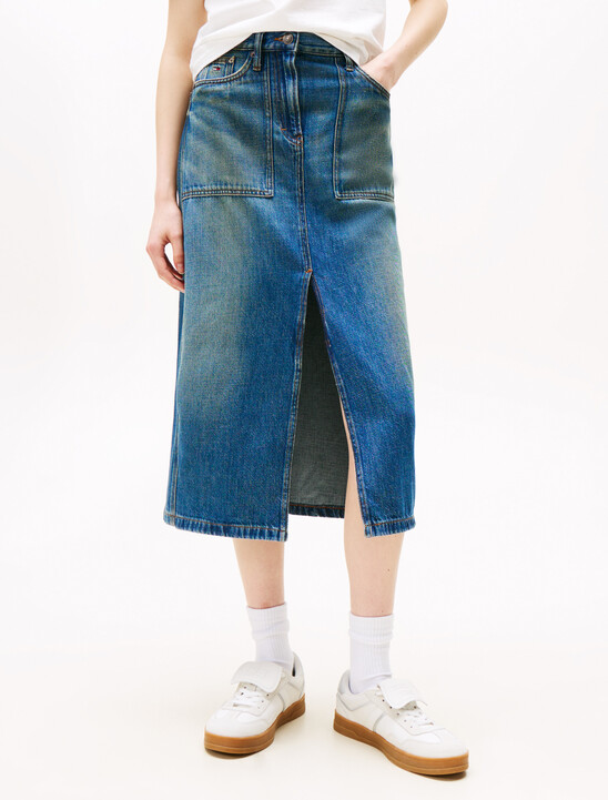 Claire Utility Midi Denim Skirt