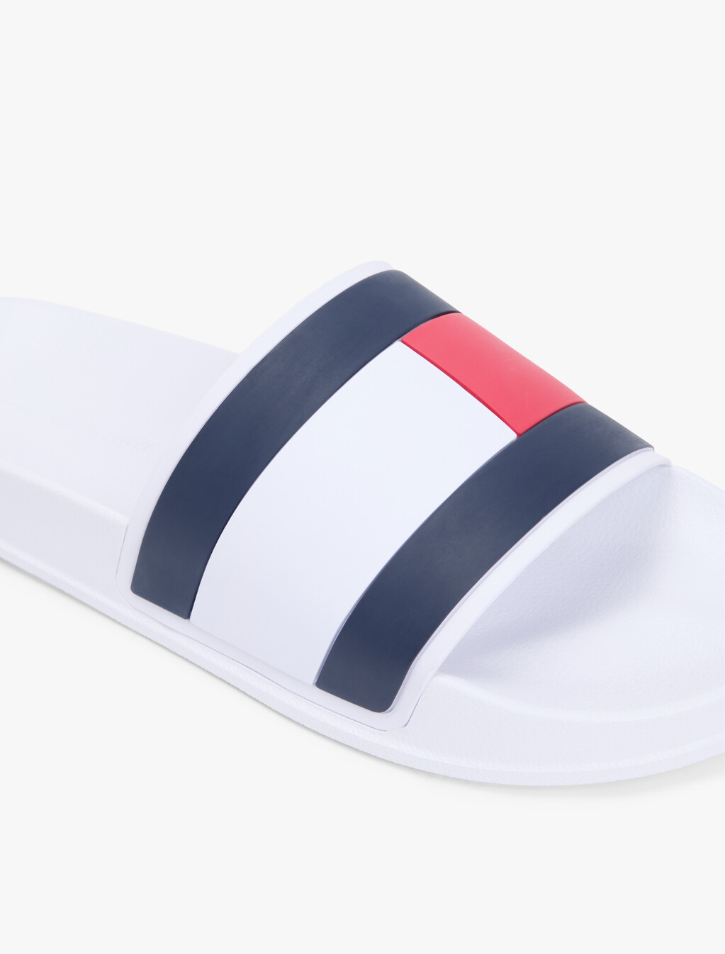 Flag Strap Pool Slides, White, hi-res