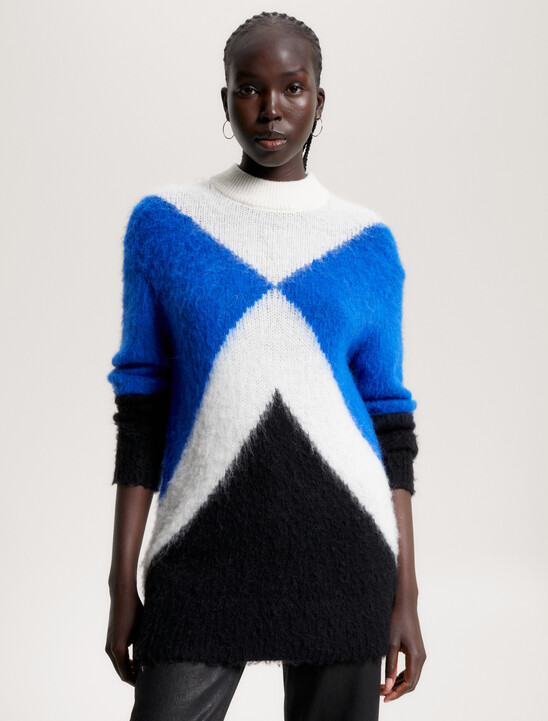 Argyle Color Block Alpaca Sweater