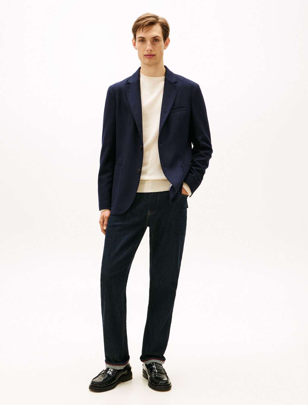 Smart Casual Wool Blend Flannel Blazer, Desert Sky, hi-res