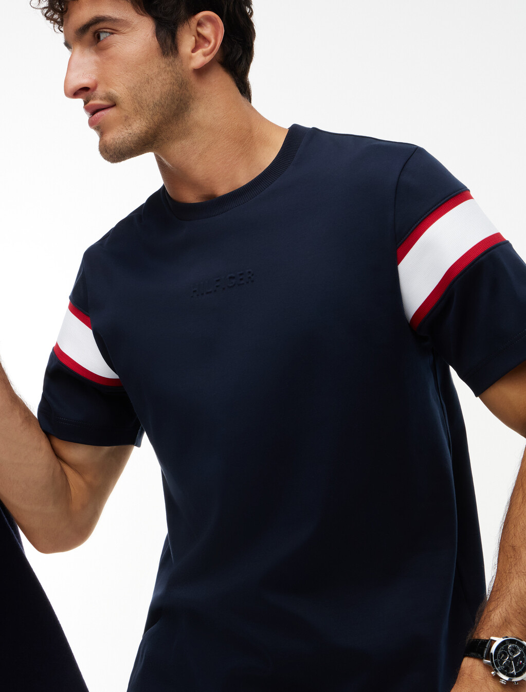 Interlock Knit Crew Neck T-Shirt, Navy Blue, hi-res