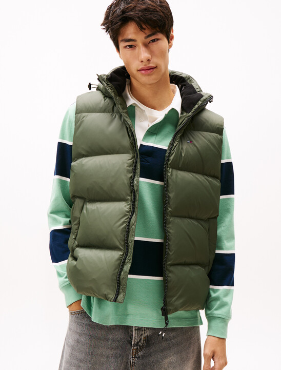 Down Hooded Zip-Thru Vest