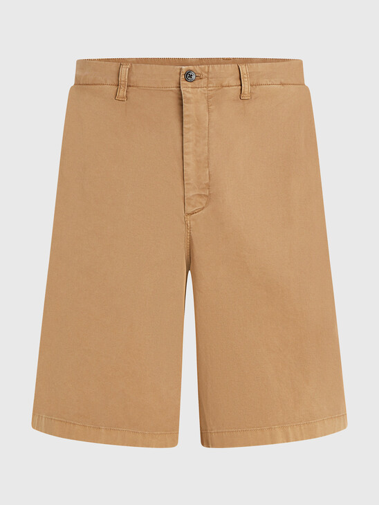 Garment-Dyed Gabardine Wide Leg Bermuda Shorts
